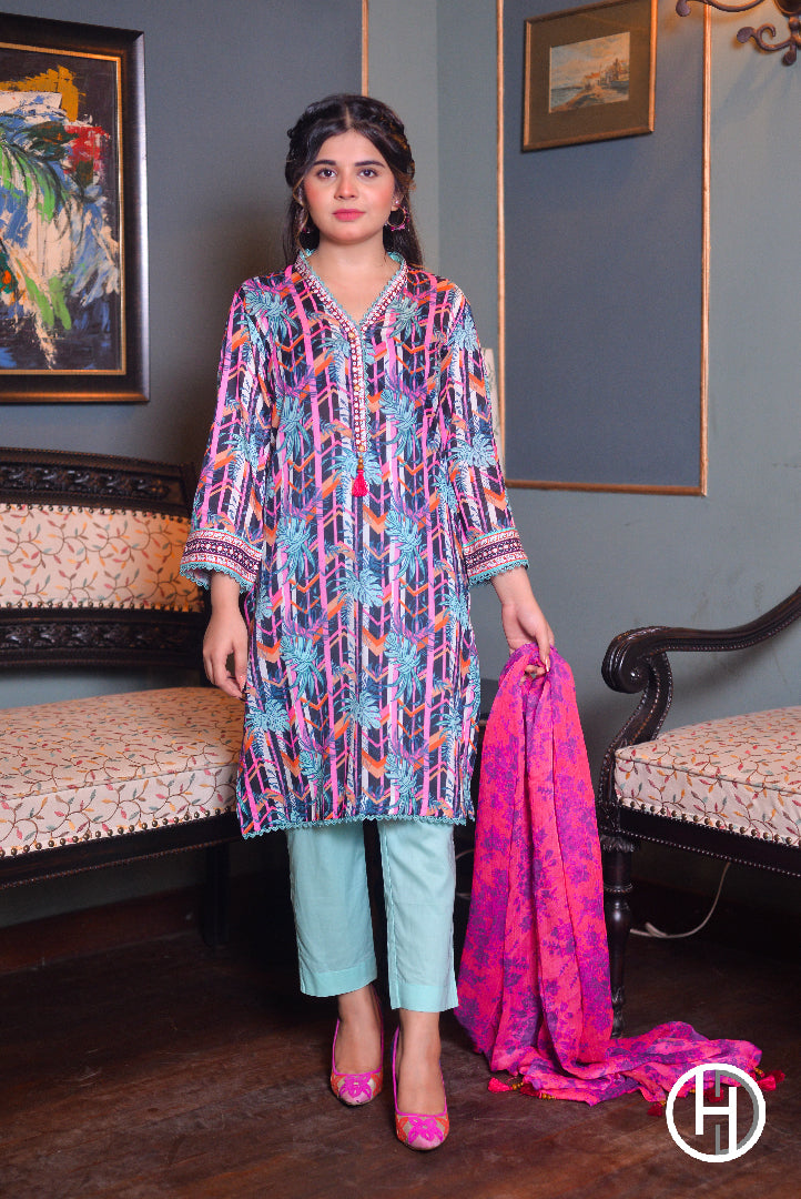 PRINTED LAWN 3PCS STITCHED (KHCL-08)