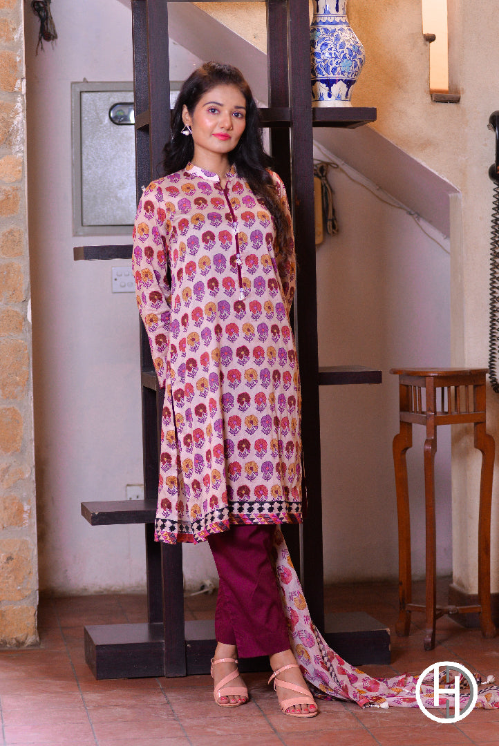 PRINTED LAWN 3PCS STITCHED (KHCL - 11)