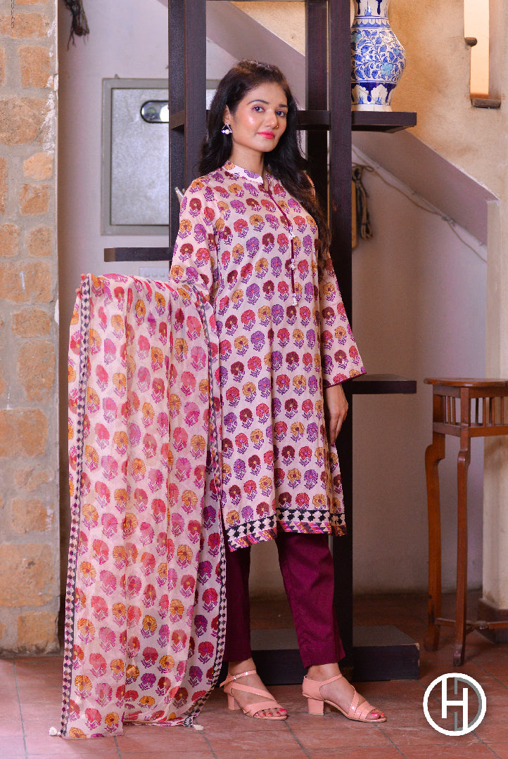 PRINTED LAWN 3PCS STITCHED (KHCL - 11)