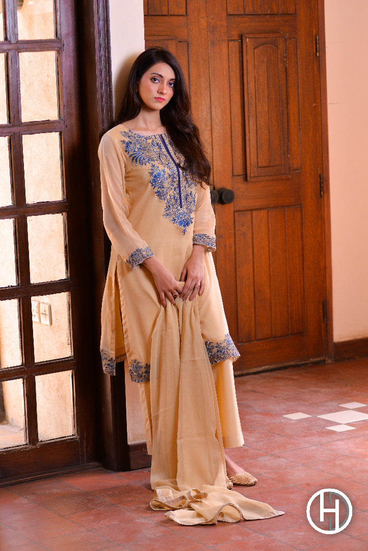 EMBROIDERED SUIT 3PCS STITCHED (KHES-06)