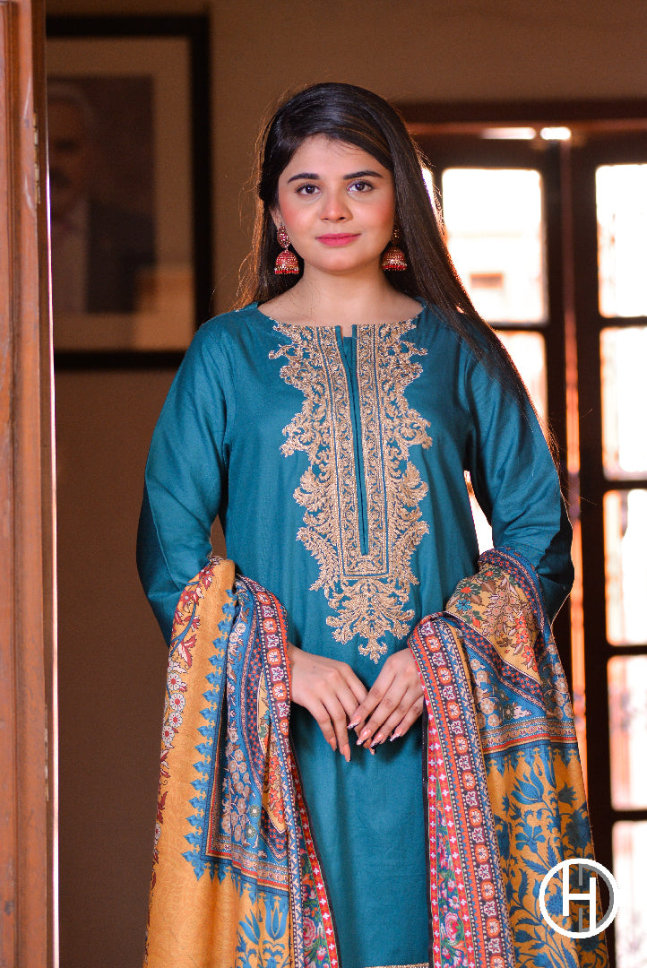 EMBROIDERED SUIT 3PCS STITCHED (KHES-03)